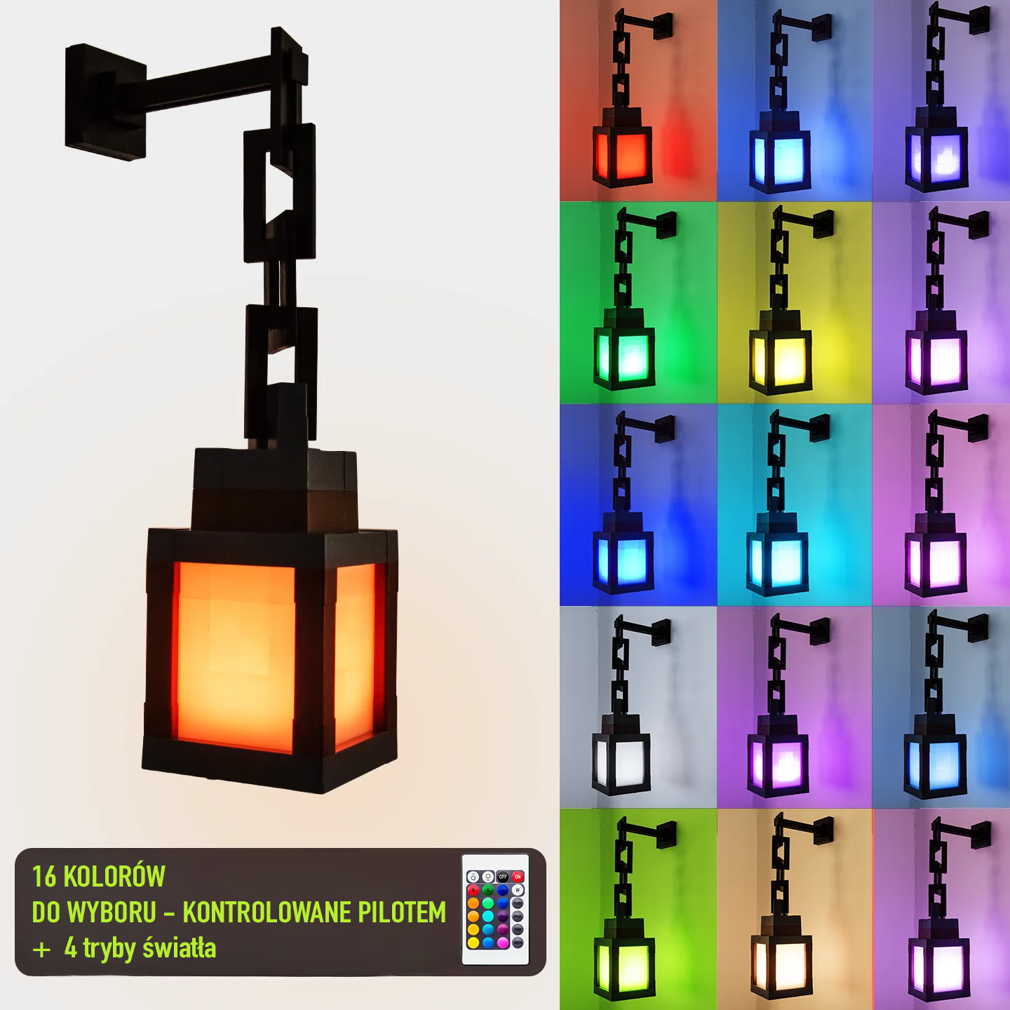 MC Pixelowa Lampa Nocna - 16 Kolorów Do Wyboru - Ładowanie USB